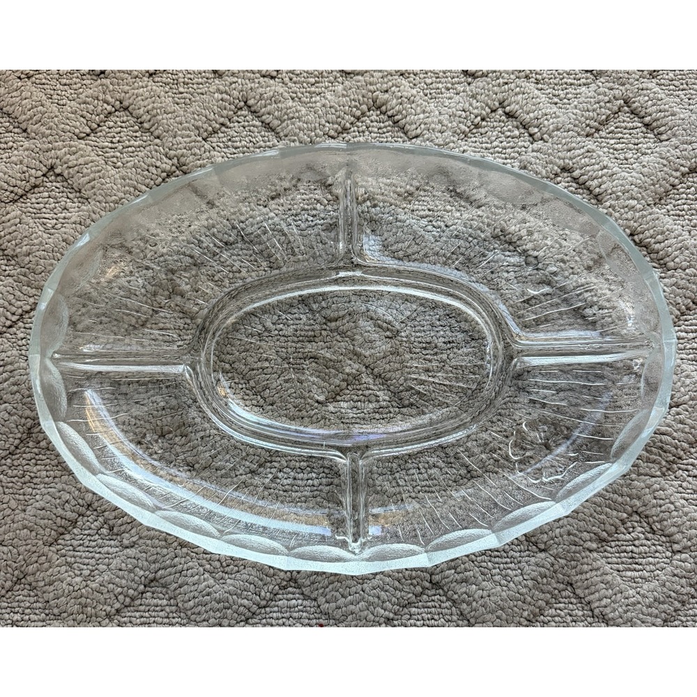 Candy/Vegetable Tray, 5-Part Divided  Floral Design, Oval